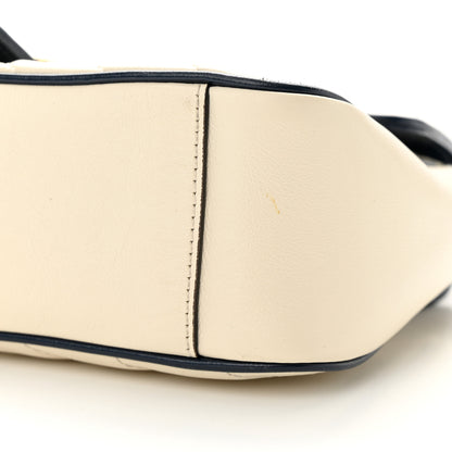 Gucci Vintage Effect Calfskin Matelasse Diagonal Small Torchon GG Marmont Shoulder Bag Mystic White Blue Agata 10 of 11