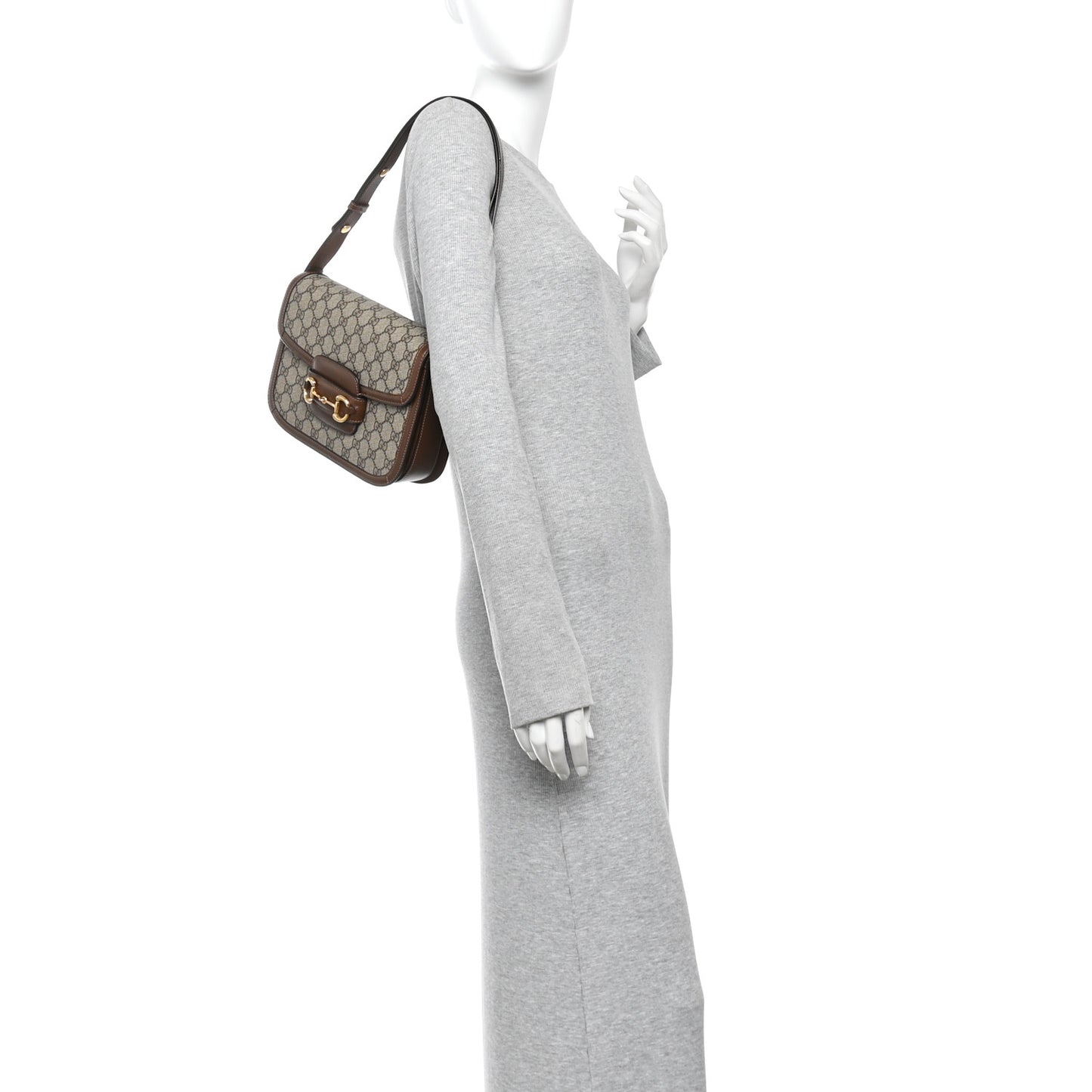 GG Supreme Monogram Horsebit 1955 Shoulder Bag  Beige Brown Sugar