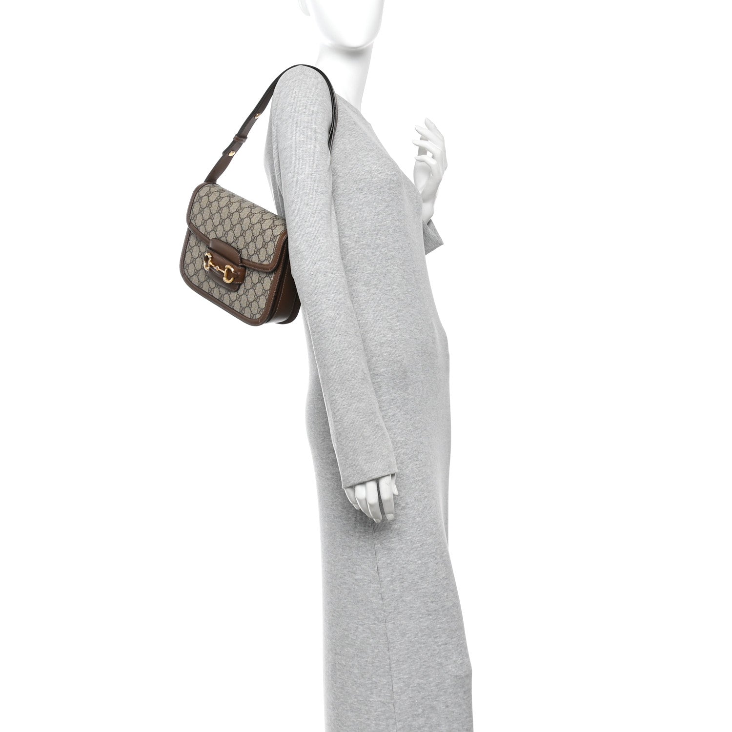 Gucci GG Supreme Monogram Horsebit 1955 Shoulder Bag  Beige Brown Sugar 2 of 10