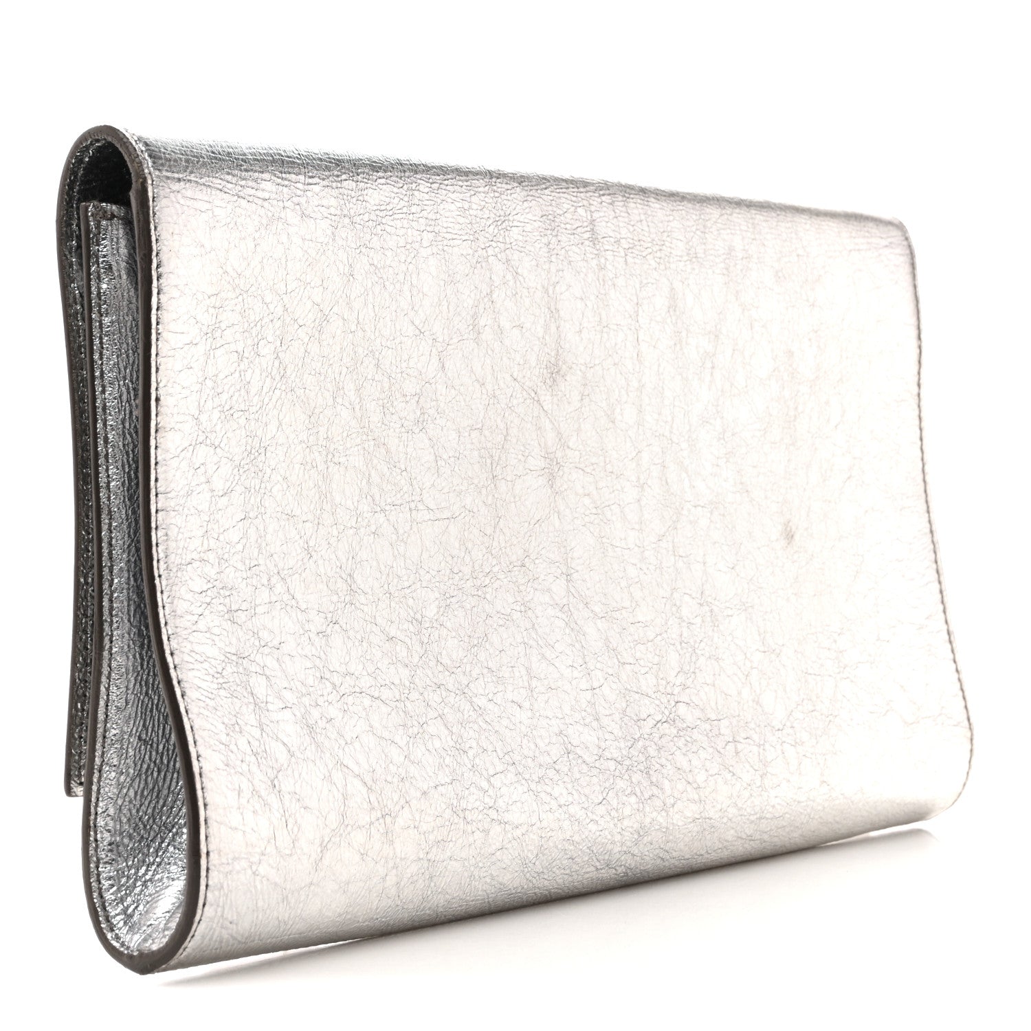 Saint Laurent Metallic Calfskin Large Belle De Jour Clutch Dark