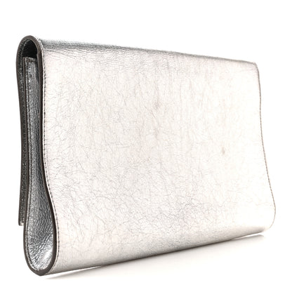 Saint Laurent Metallic Calfskin Large Belle De Jour Clutch Dark Silver 3 of 10