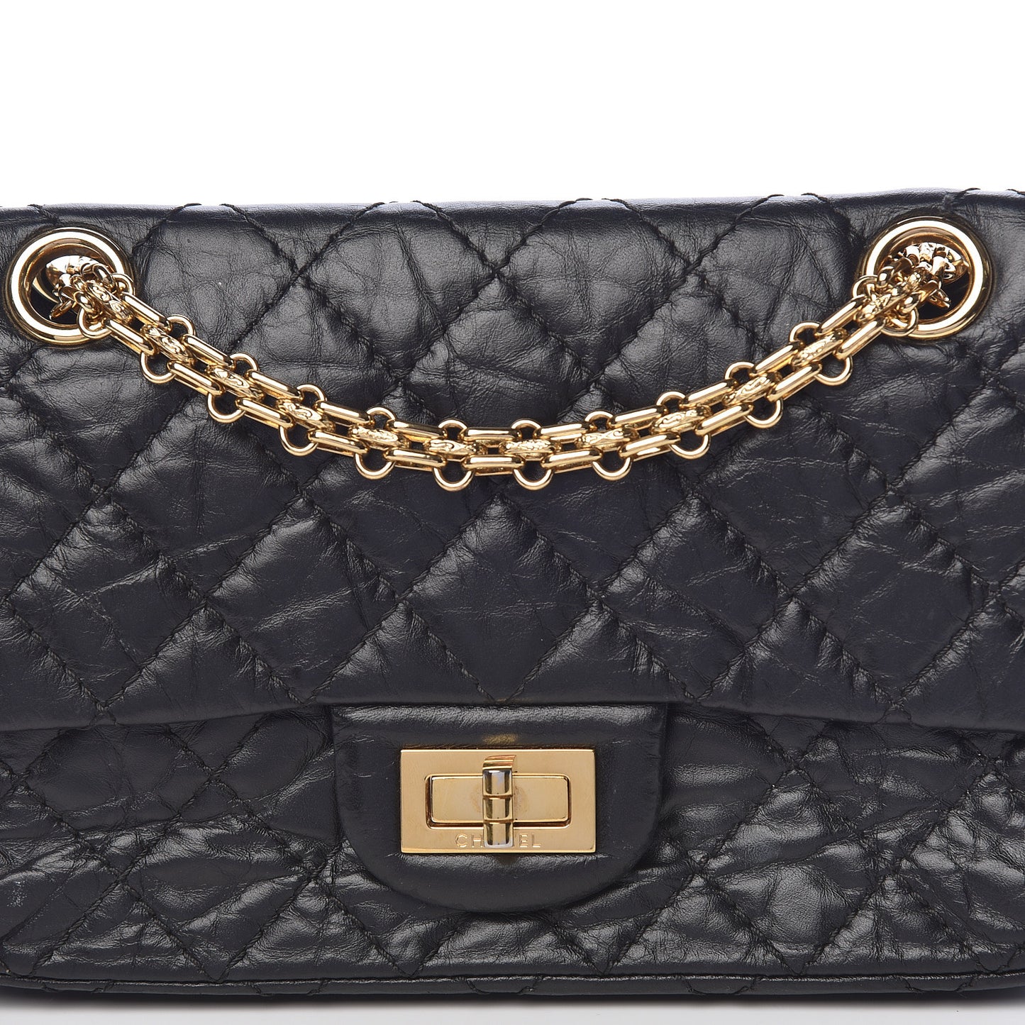 Aged Calfskin Quilted 2.55 Reissue Mini Flap Black