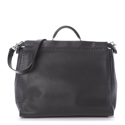 Fendi Cuoio Romano Selleria Monster Eyes Inlay Large Mens Peekaboo Iconic Essential Satchel Black Sunflower 1 of 13