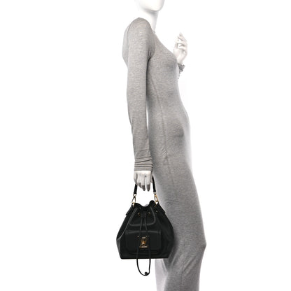 Louis Vuitton Calfskin Lockme Bucket MM Black 2 of 9