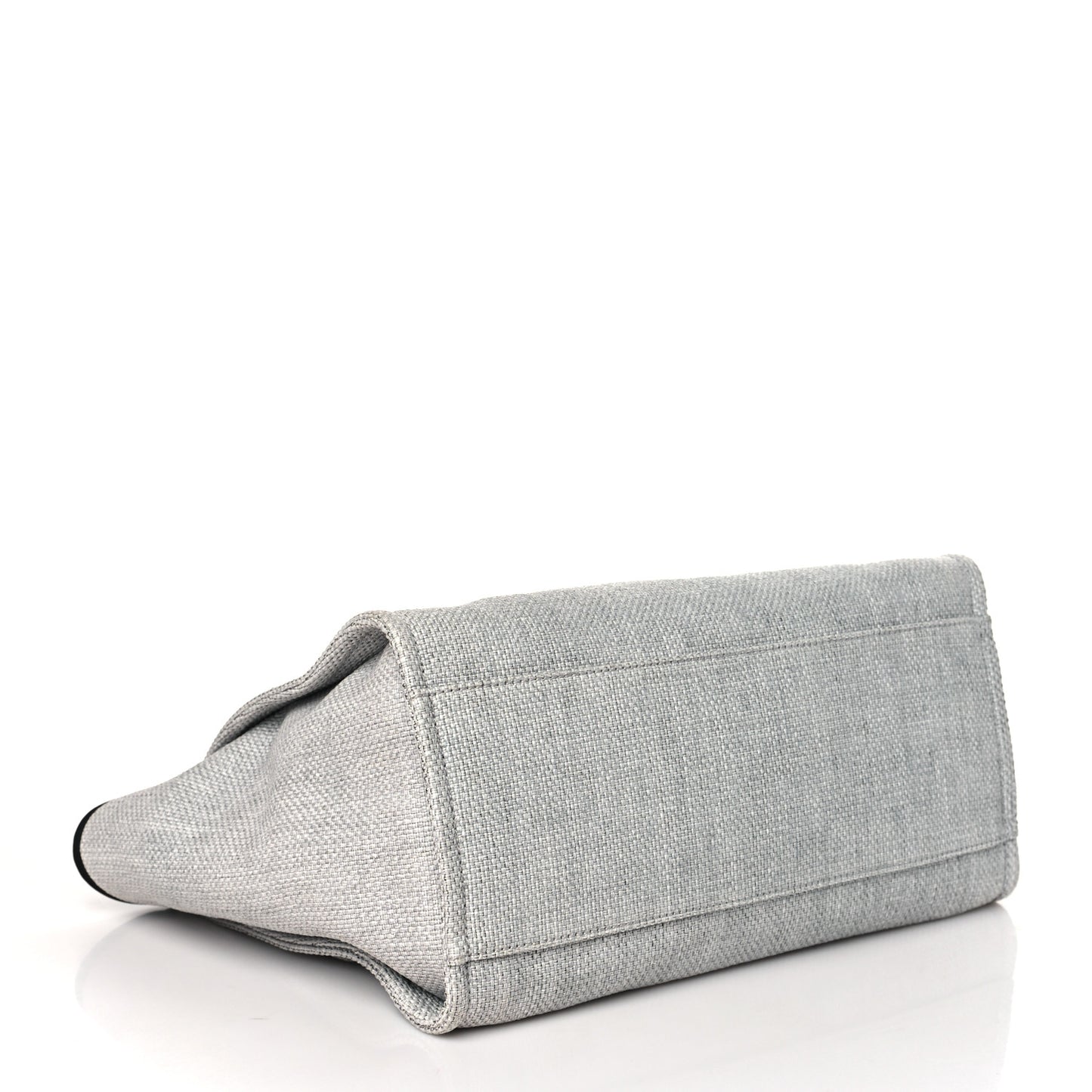 Woven Straw Raffia Medium Deauville Tote Grey
