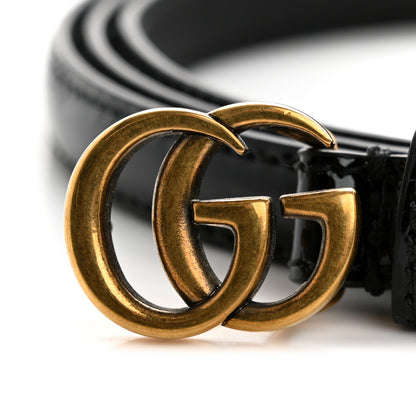 Gucci Patent Double G Thin Belt 105 42 Black 6 of 6