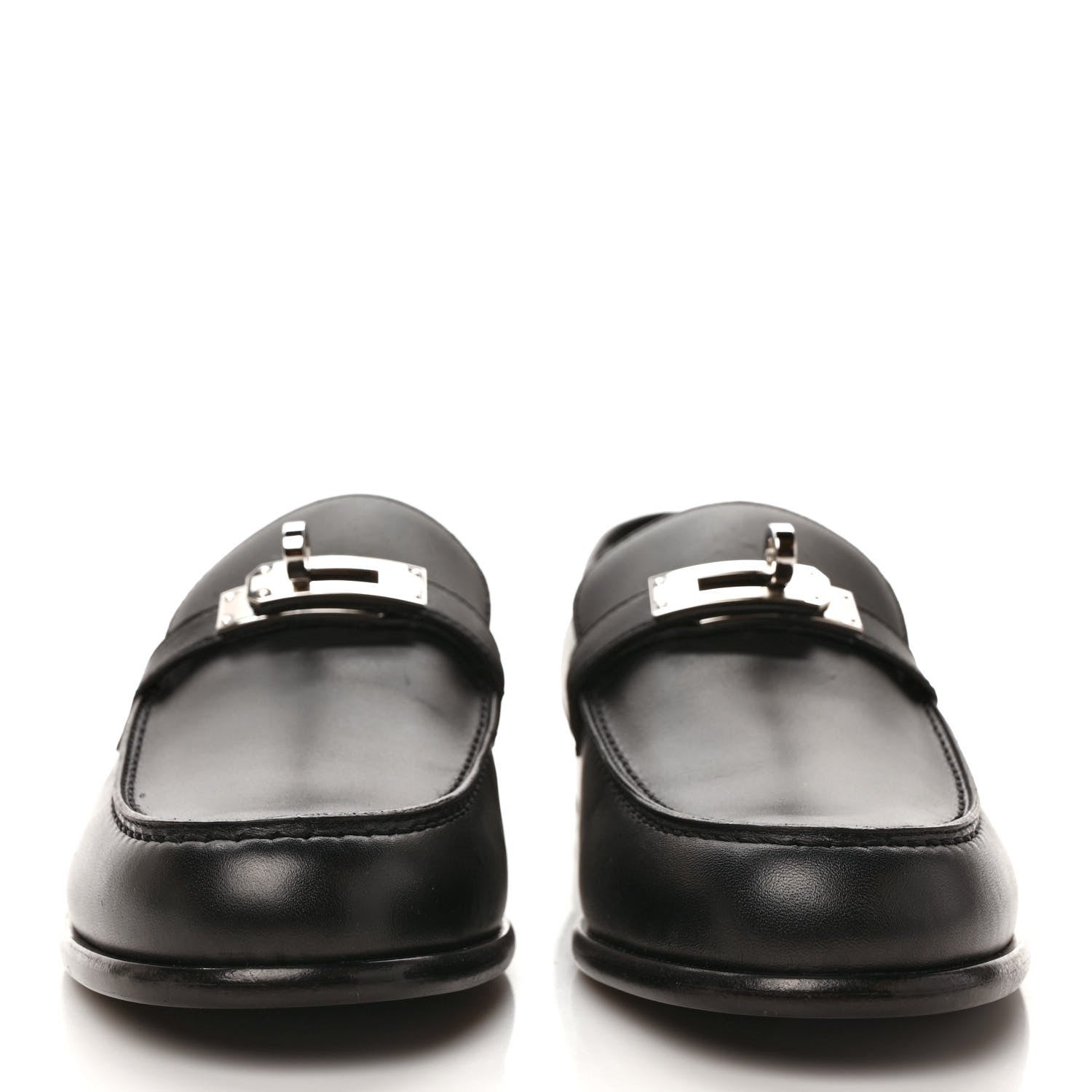 Hermes Calfskin Womens Destin Loafers 37 Black 2 of 9
