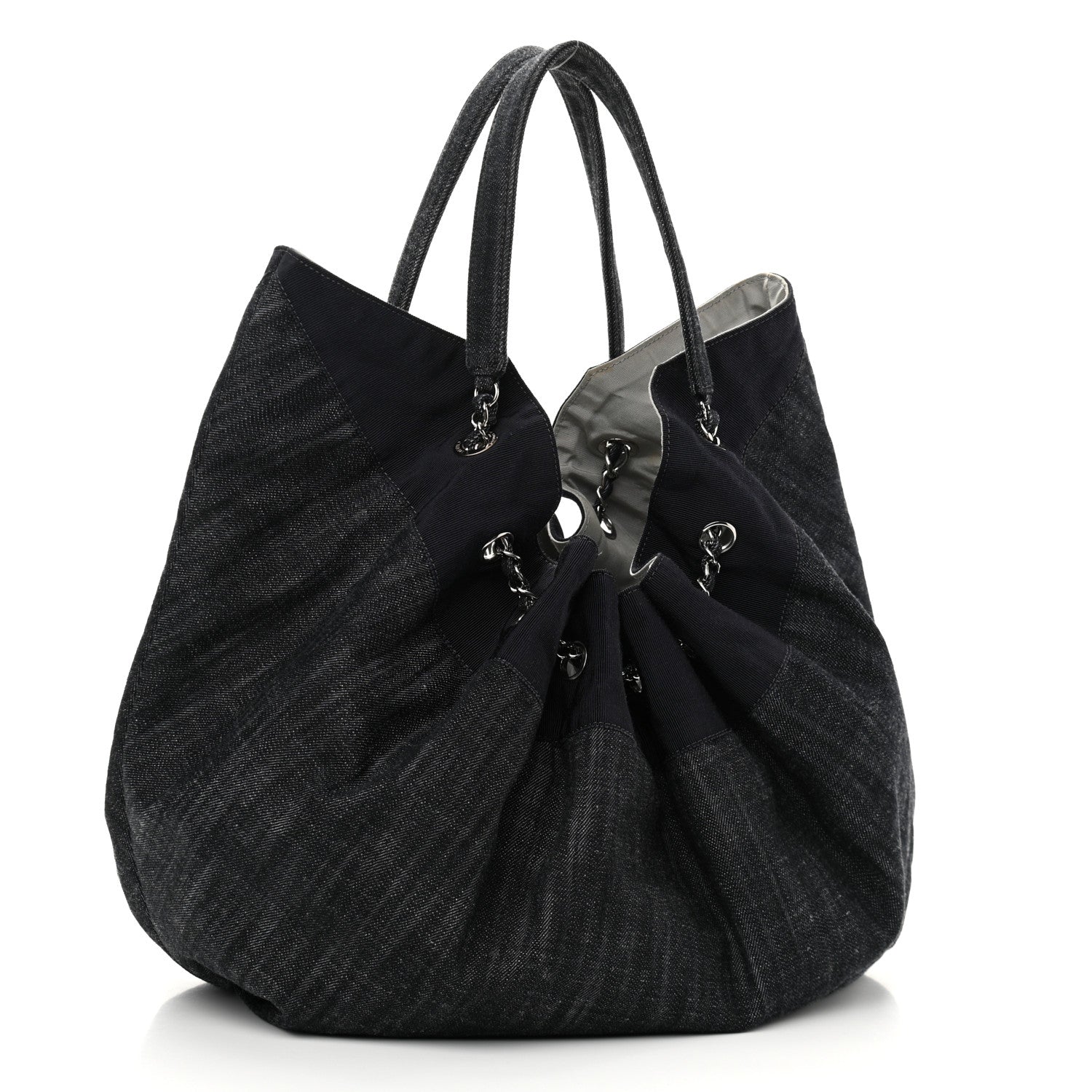 Chanel Denim Stretch Large CC Spirit Cabas Tote Blue 3 of 14
