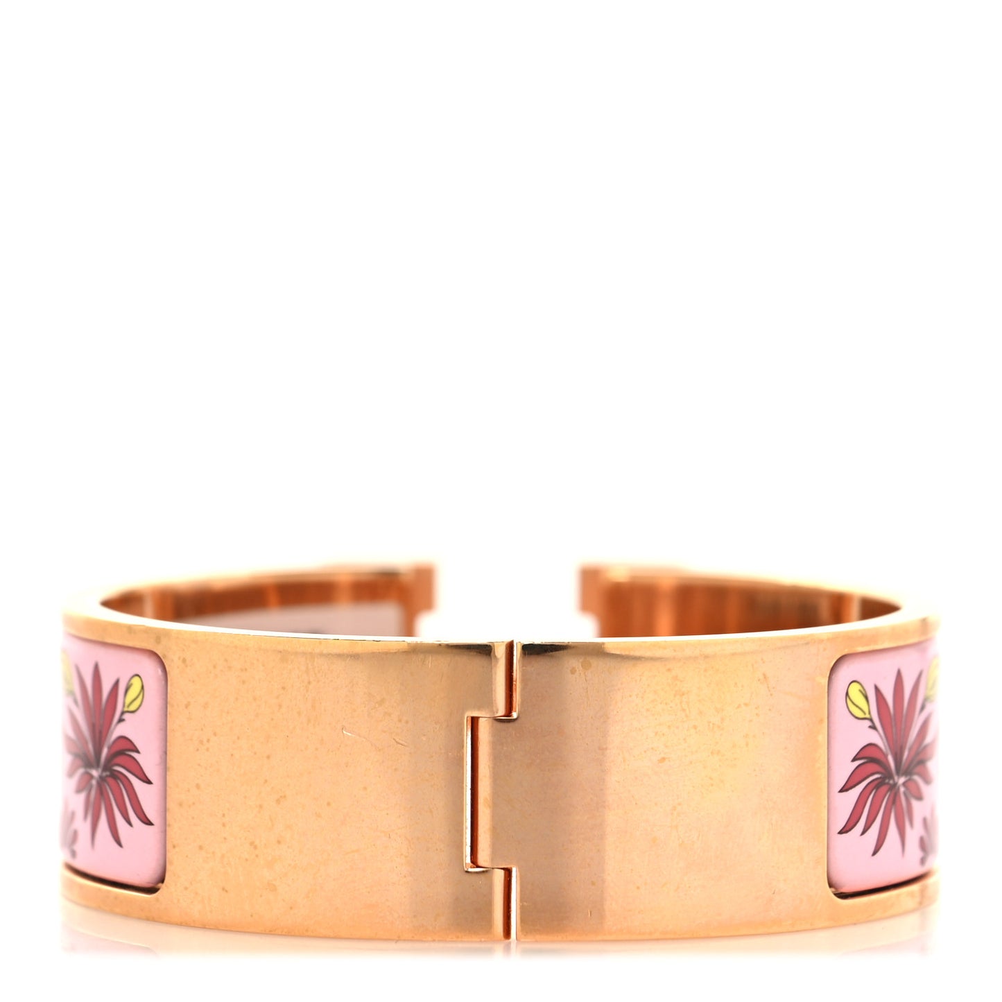 Enamel Printed Wide Les Leopards Clic Clac H Bracelet GM Ultra Pink