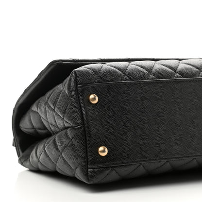 Chanel Caviar Elaphe Quilted Small Coco Handle Flap Black 9 of 10