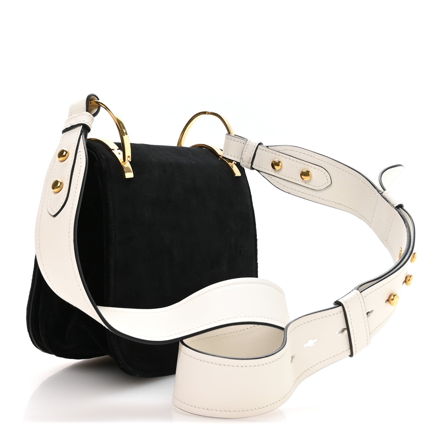 Prada Velvet City Calf Pionniere Saddle Bag Black White 3 of 10