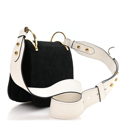 Prada Velvet City Calf Pionniere Saddle Bag Black White 3 of 10