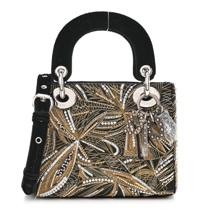 Christian Dior Velvet Embellished Jack Pierson Art Mini Lady Dior Gold Black Multicolor 1 of 12