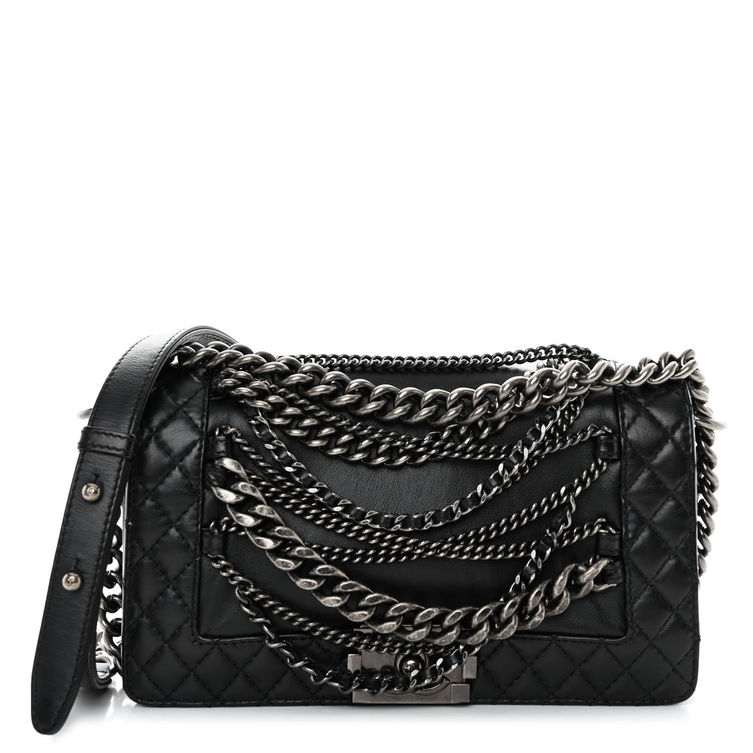 Chanel Calfskin Enchained Medium Boy Flap Black 1 of 10
