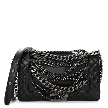 Chanel Calfskin Enchained Medium Boy Flap Black 1 of 10