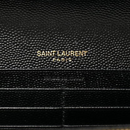 Saint Laurent Grain De Poudre Matelasse Chevron Monogram Flap Wallet Black 6 of 7