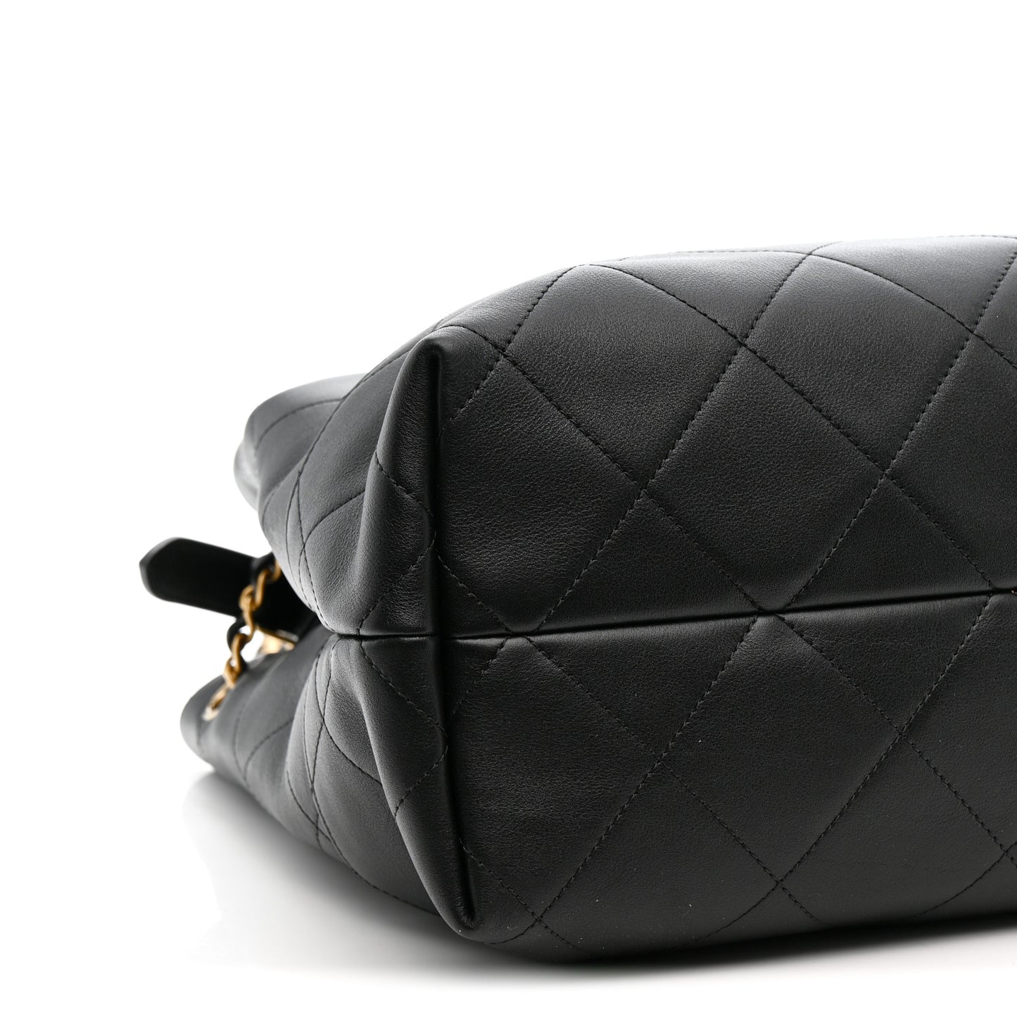 Calfskin Stitched Large Shopping Bag Black