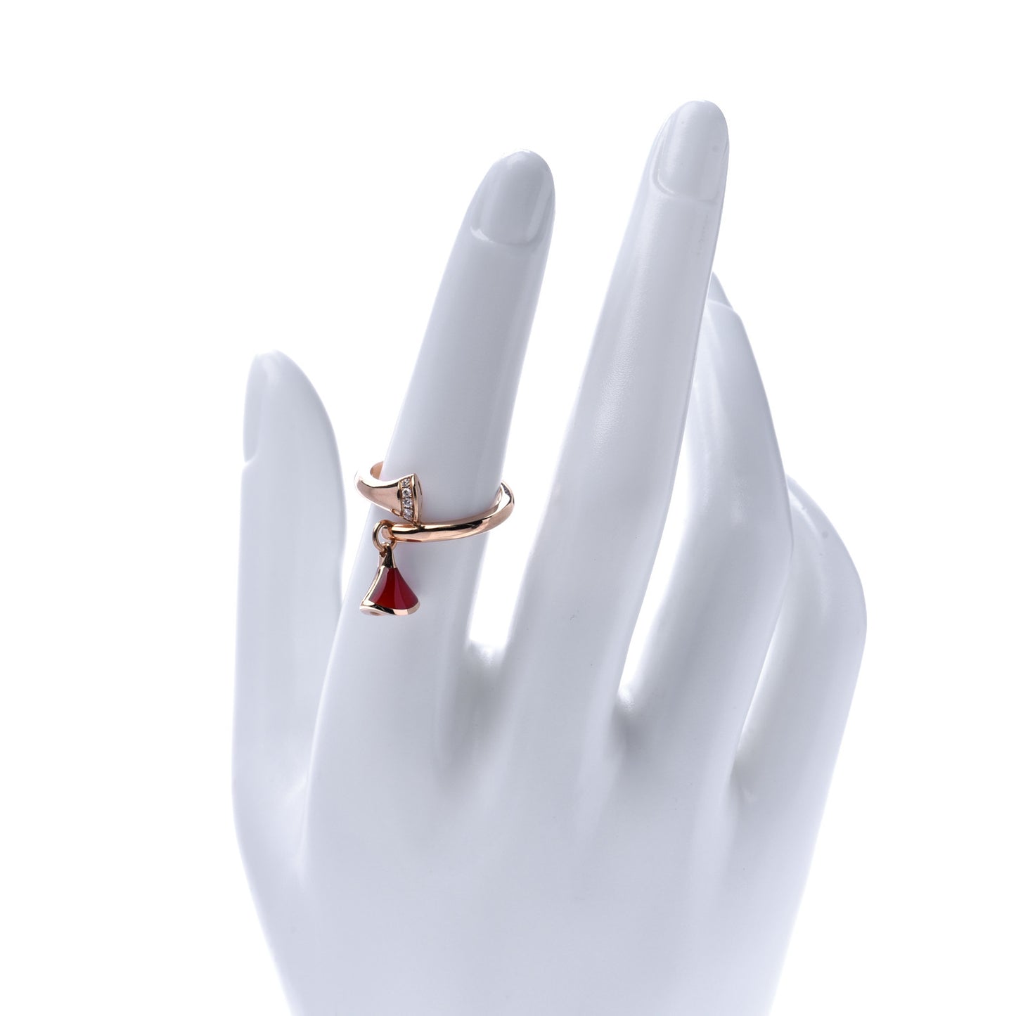 18K Rose Gold Diamond Carnelian Divas' Dream Charm Ring 53 6.5