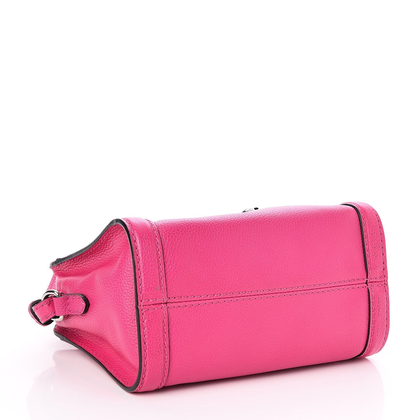 Grainy Calfskin Mini Padlock Zip Satchel Pink