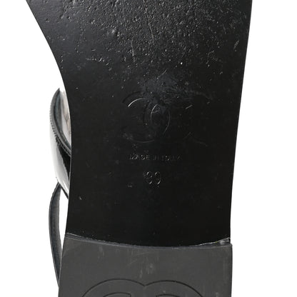 Chanel Calfskin Patent Chain CC Logo Thong Flat Sandals 39 Black 13 of 20