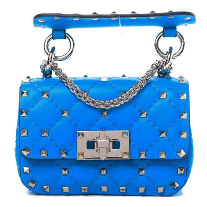 Valentino Garavani Calfskin Micro Rockstud Spike Shoulder Bag Blue Fluo 1 of 10