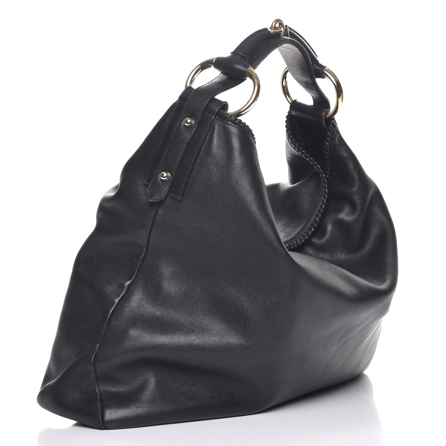 Gucci Calfskin Large Horsebit Chain Hobo Black 3 of 9