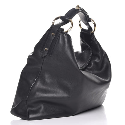 Gucci Calfskin Large Horsebit Chain Hobo Black 3 of 9