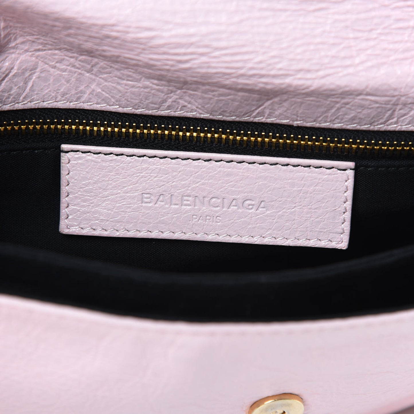 Agneau Giant 12 Gold Hardware Envelope Strap Clutch Rose Poudre