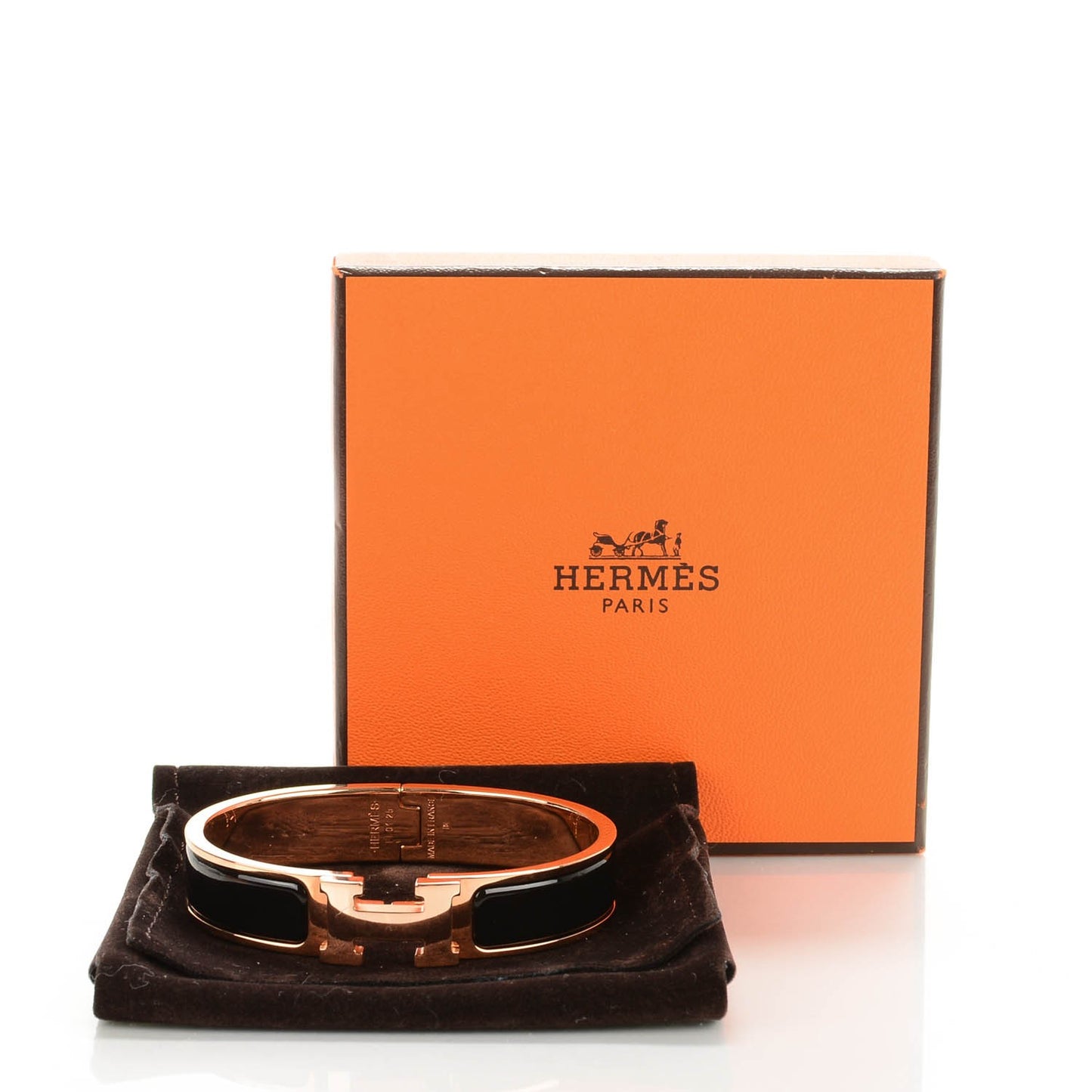 Enamel Narrow Clic Clac H Bracelet PM Black