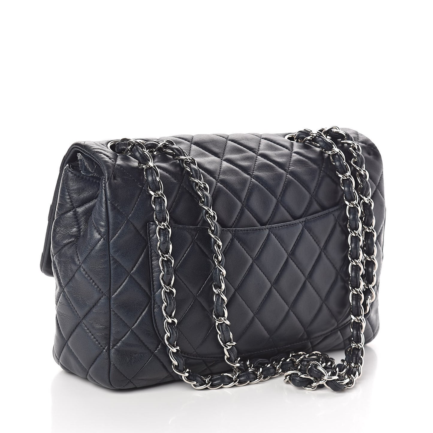 Lambskin Quilted Jumbo Single Flap Blue