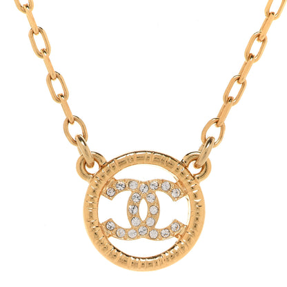 Chanel Crystal CC Medallion Pendant Necklace Gold 4 of 6