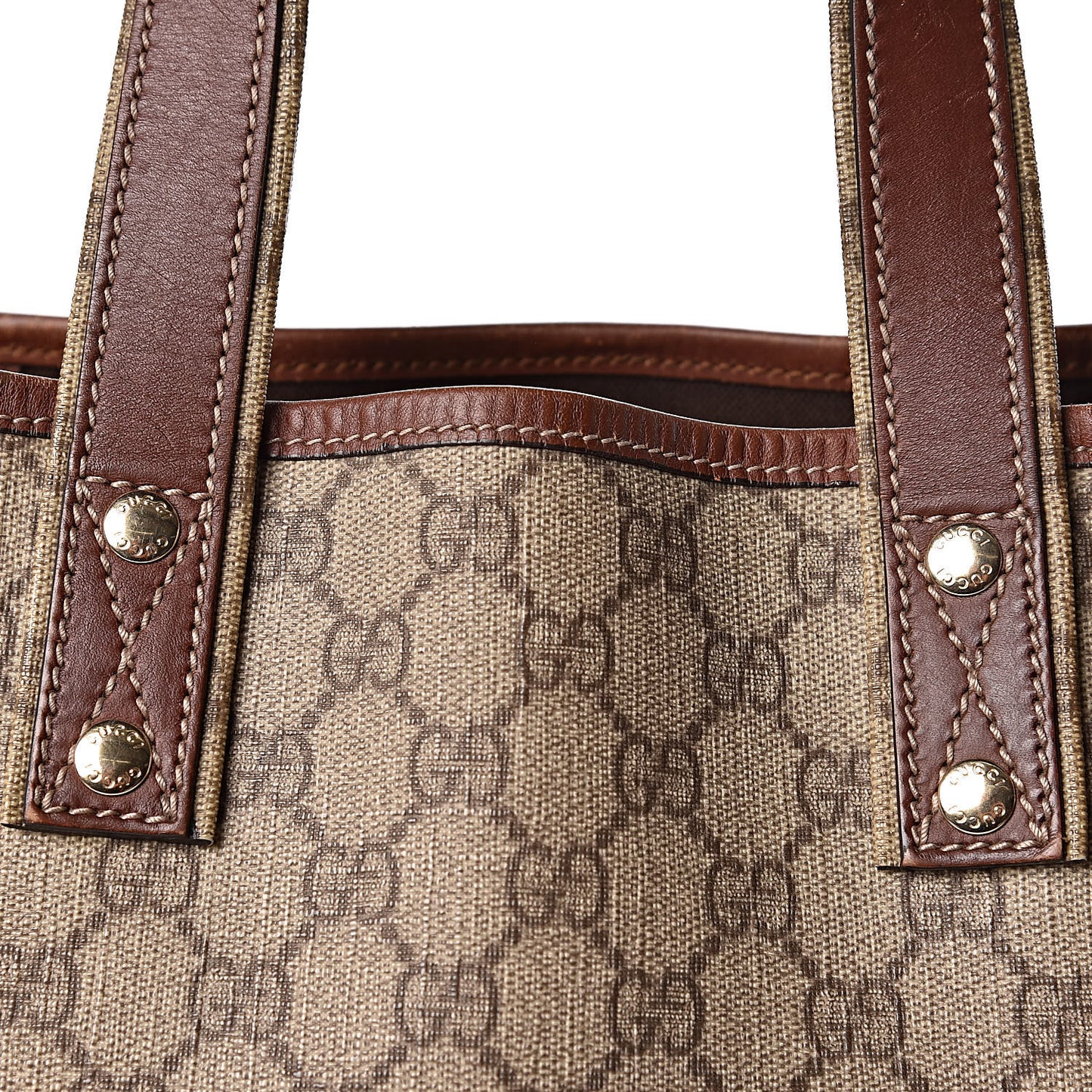 GG Plus Monogram Small Signature Web Loop Vertical Tote Light Brown