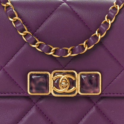 Chanel Calfskin Resin Quilted Mini Flap Purple 8 of 11