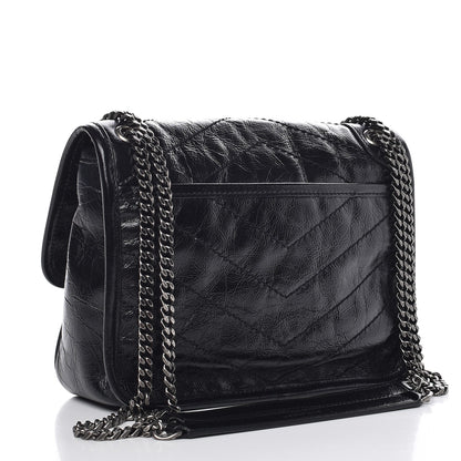 Saint Laurent Crinkled Calfskin Matelasse Monogram Baby Niki Chain Satchel Black 3 of 7