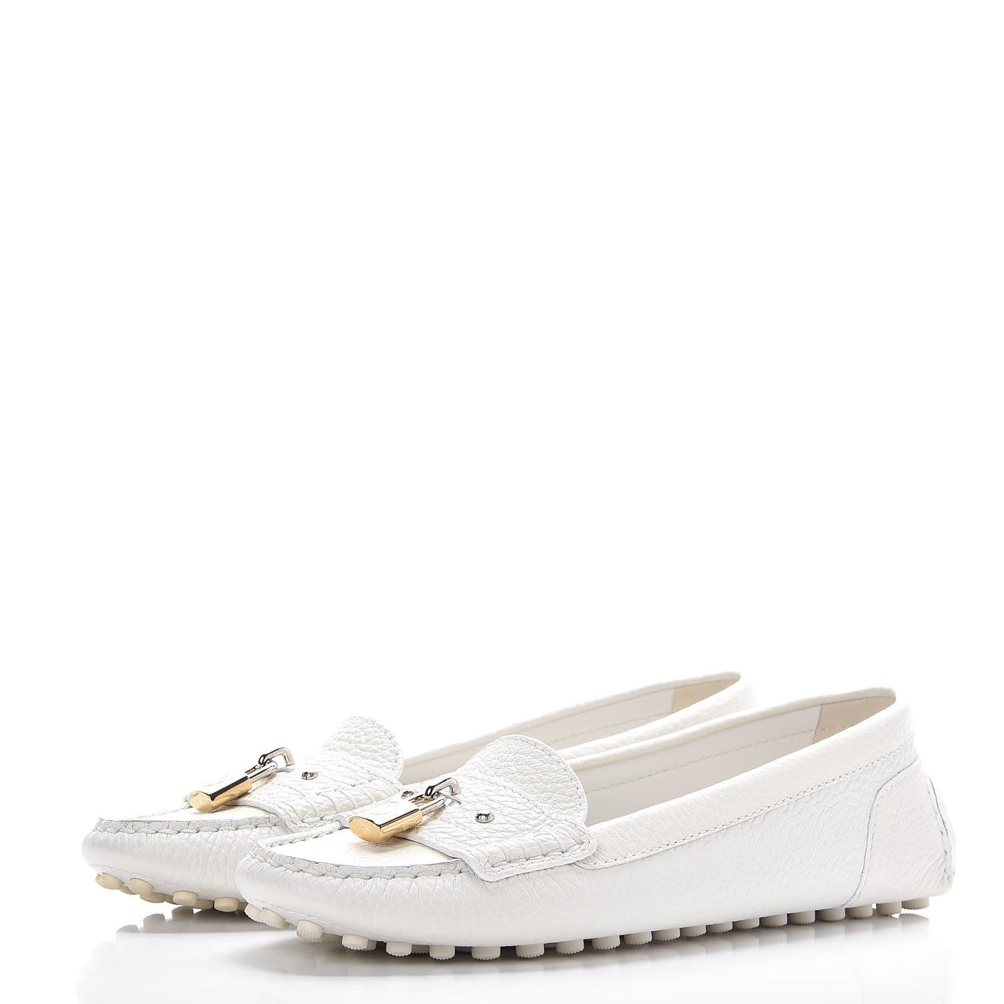 Grained Calfskin Close Up Flat Loafer 38 White