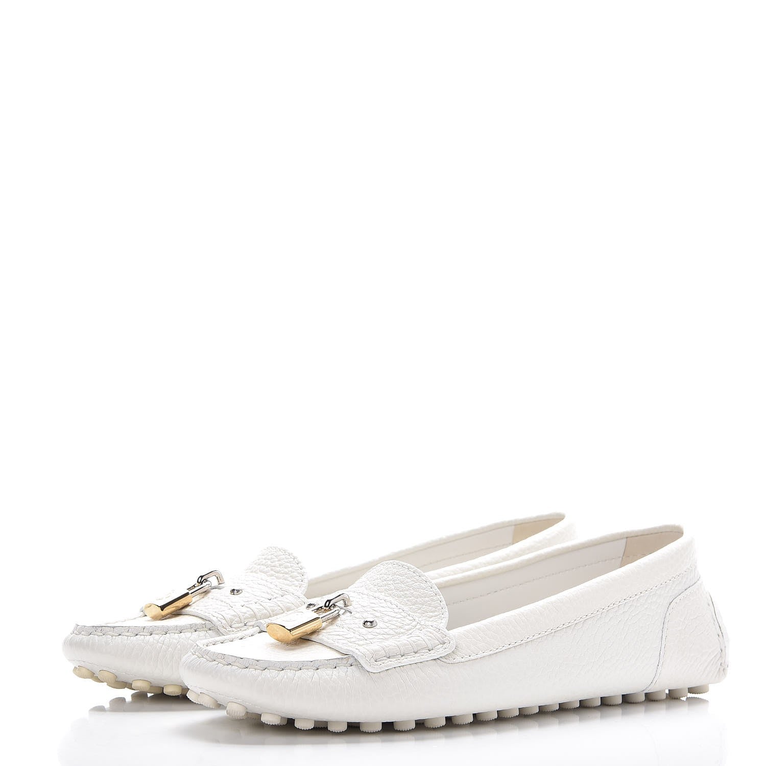 Louis Vuitton Grained Calfskin Close Up Flat Loafer 38 White 3 of 9