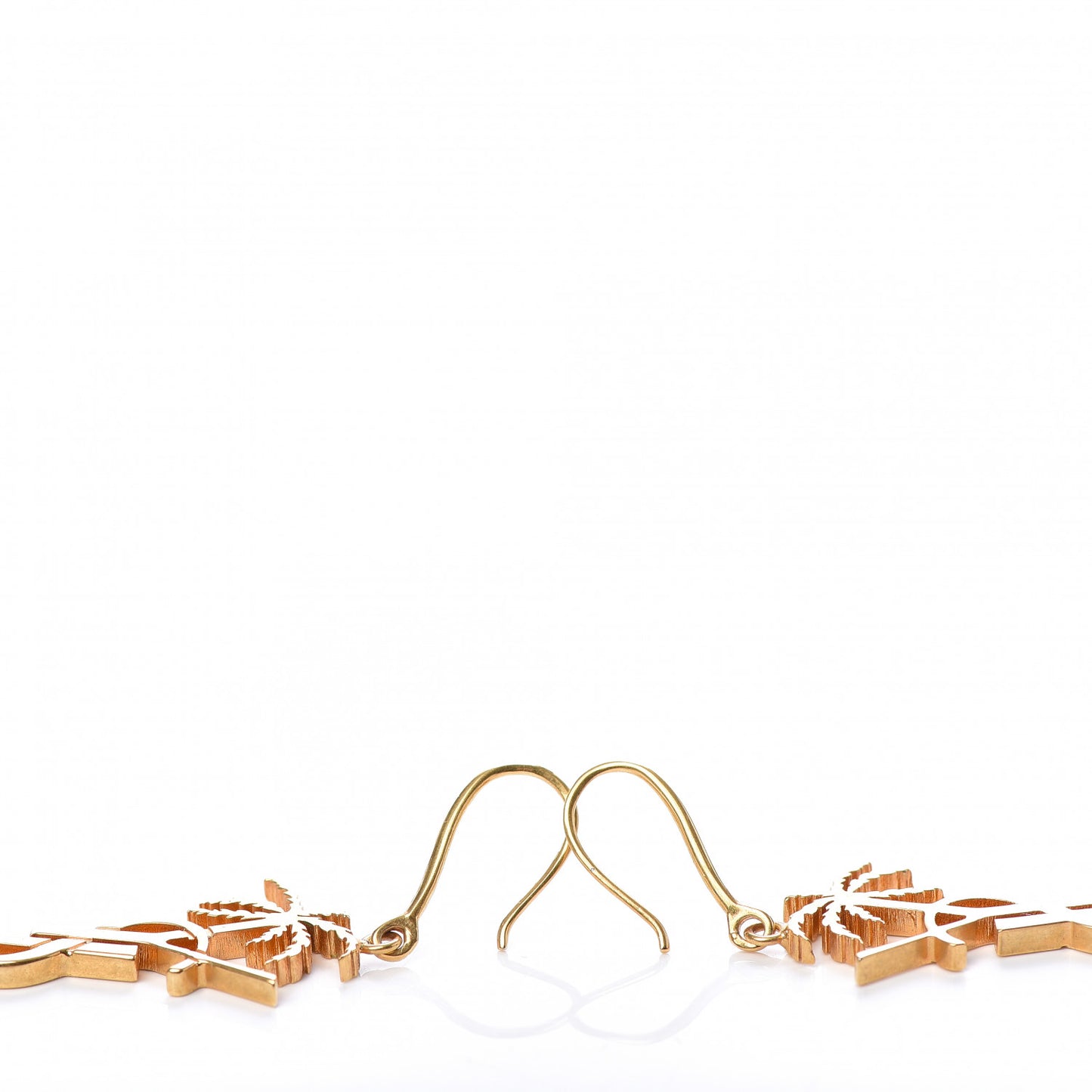 Metal Monogram Palm Earrings Gold