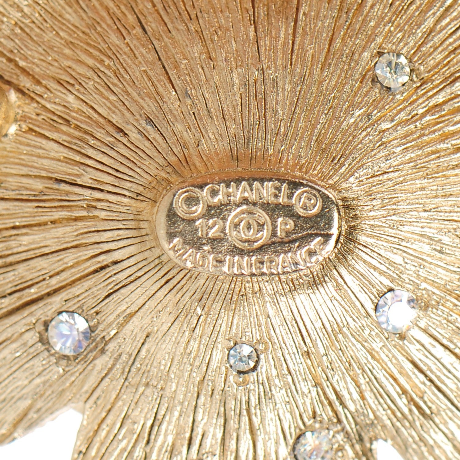 Chanel Crystal Camerllia CC Brooch Gold 3 of 3