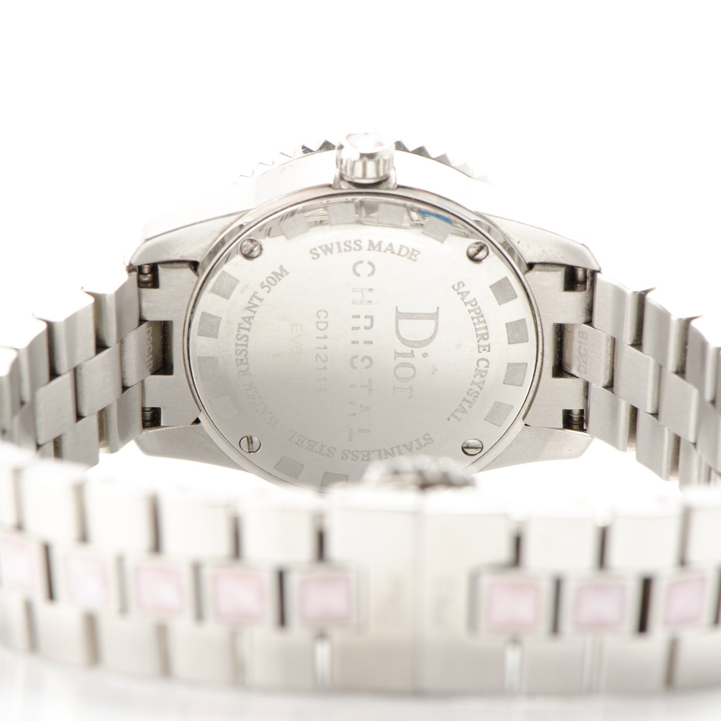 Stainless Steel Diamond Sapphire 29mm Christal Quartz Watch Pink