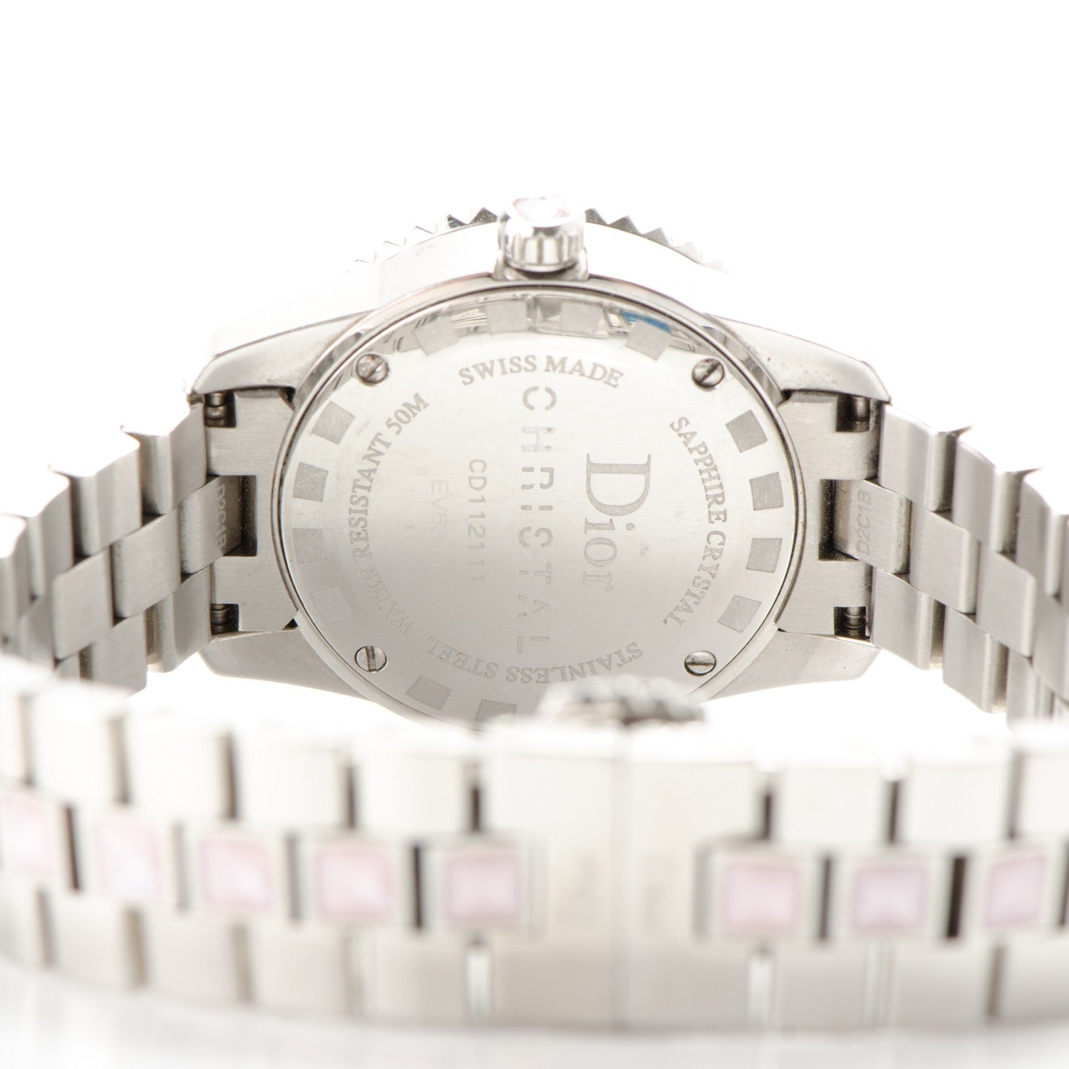 Christian Dior Stainless Steel Diamond Sapphire 29mm Christal Quartz Watch Pink 6 of 9