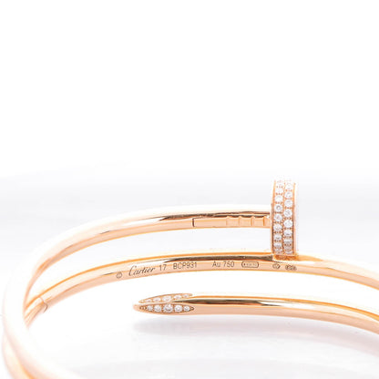 Cartier 18K Pink Gold Diamond Double Wrap Juste Un Clou Bracelet 17 4 of 4