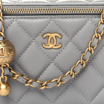 Chanel Lambskin Quilted Small Pearl Crush Vanity Case With Chain Grey 8 of 10