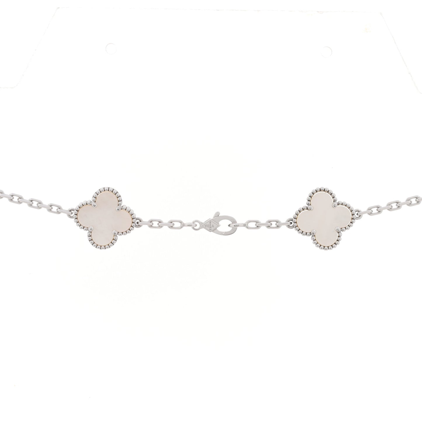 18K White Gold Mother of Pearl 20 Motifs Vintage Alhambra Necklace