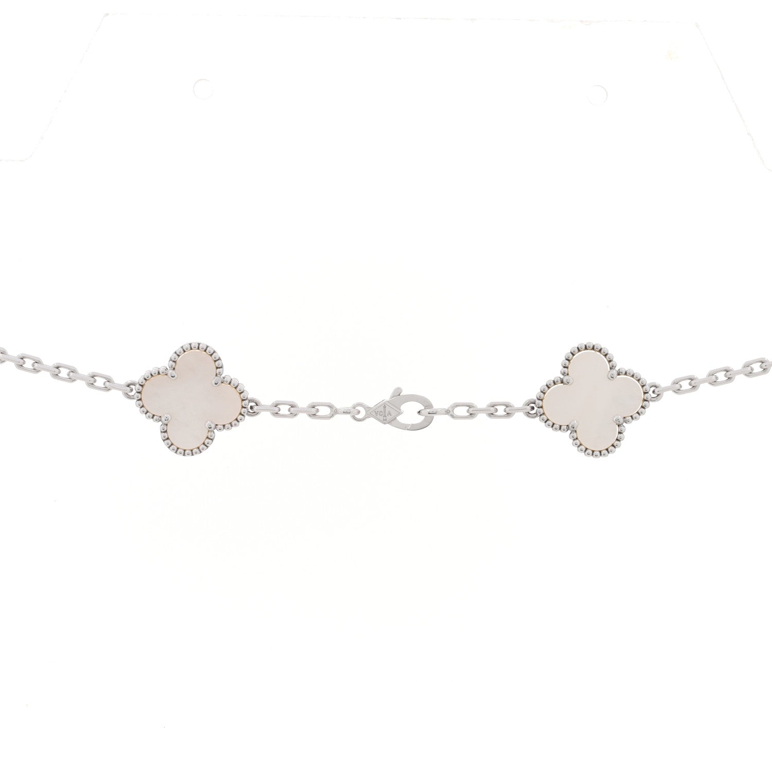 Van Cleef & Arpels 18K White Gold Mother of Pearl 20 Motifs Vintage Alhambra Necklace 3 of 3