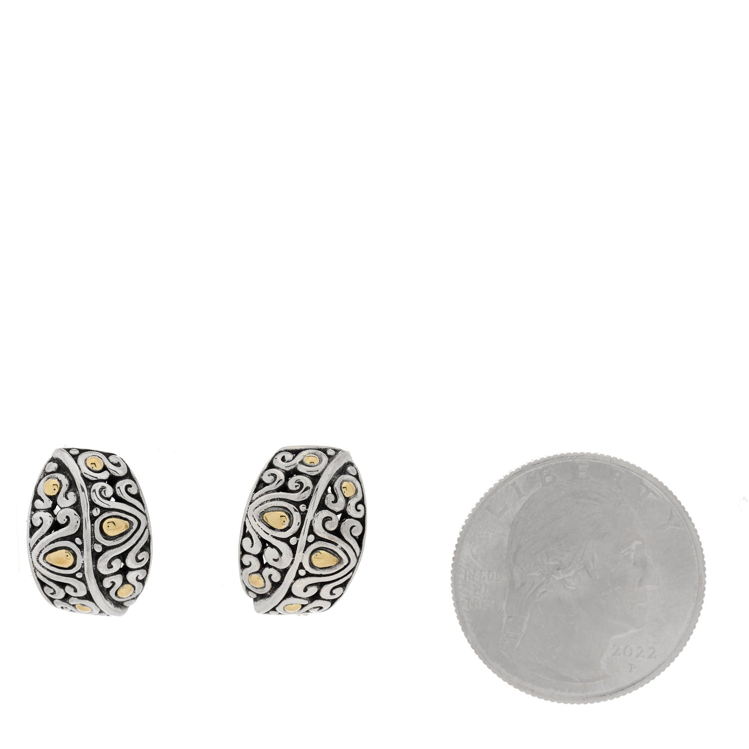 John Hardy Sterling Silver 18K Yellow Gold Buddha Belly Earrings 2 of 4