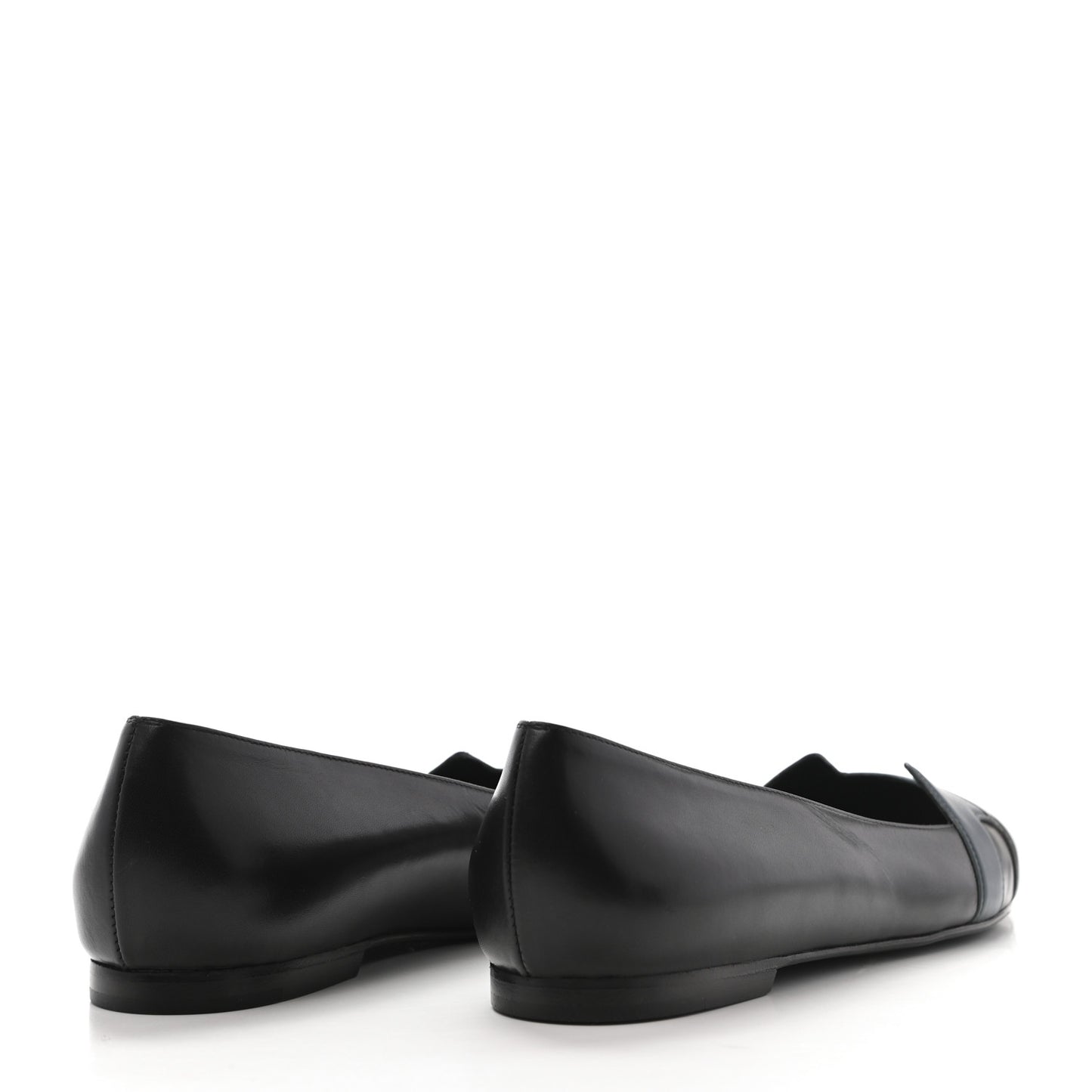 Box Calfskin Nice Ballerina Flats 36.5 Black Bleu Ardoise Cedre