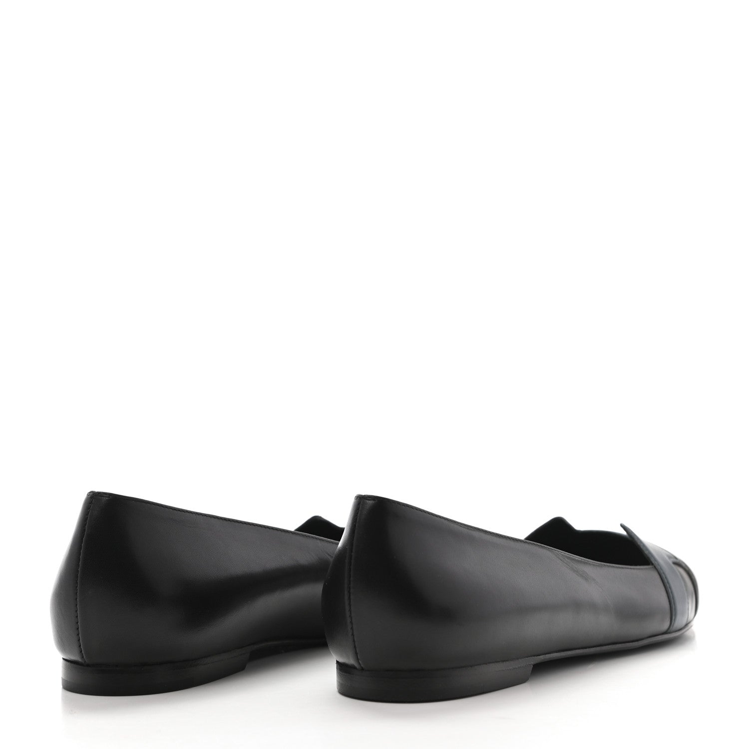 Hermes Box Calfskin Nice Ballerina Flats 36.5 Black Bleu Ardoise Cedre 8 of 14