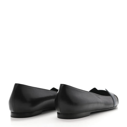 Hermes Box Calfskin Nice Ballerina Flats 36.5 Black Bleu Ardoise Cedre 8 of 14