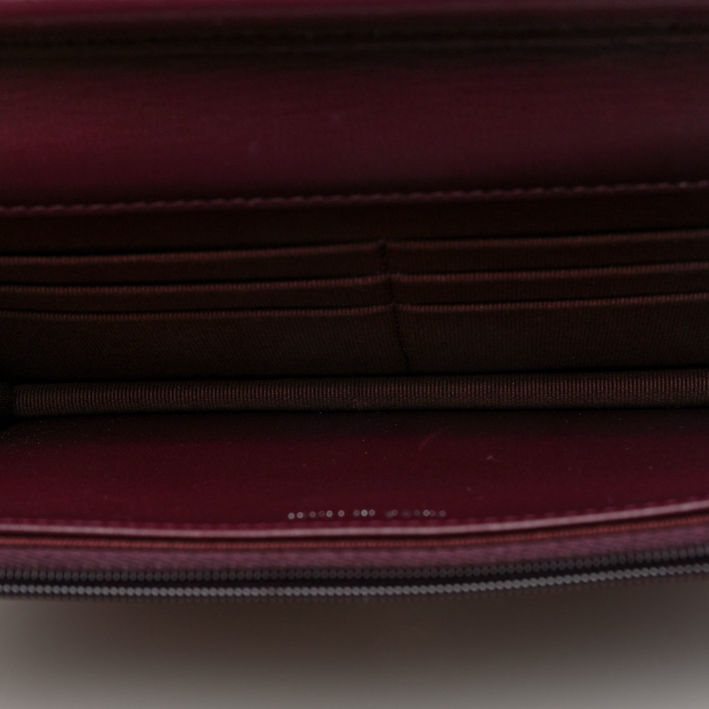 Lambskin Quilted Enamel CC Wallet On Chain WOC Burgundy