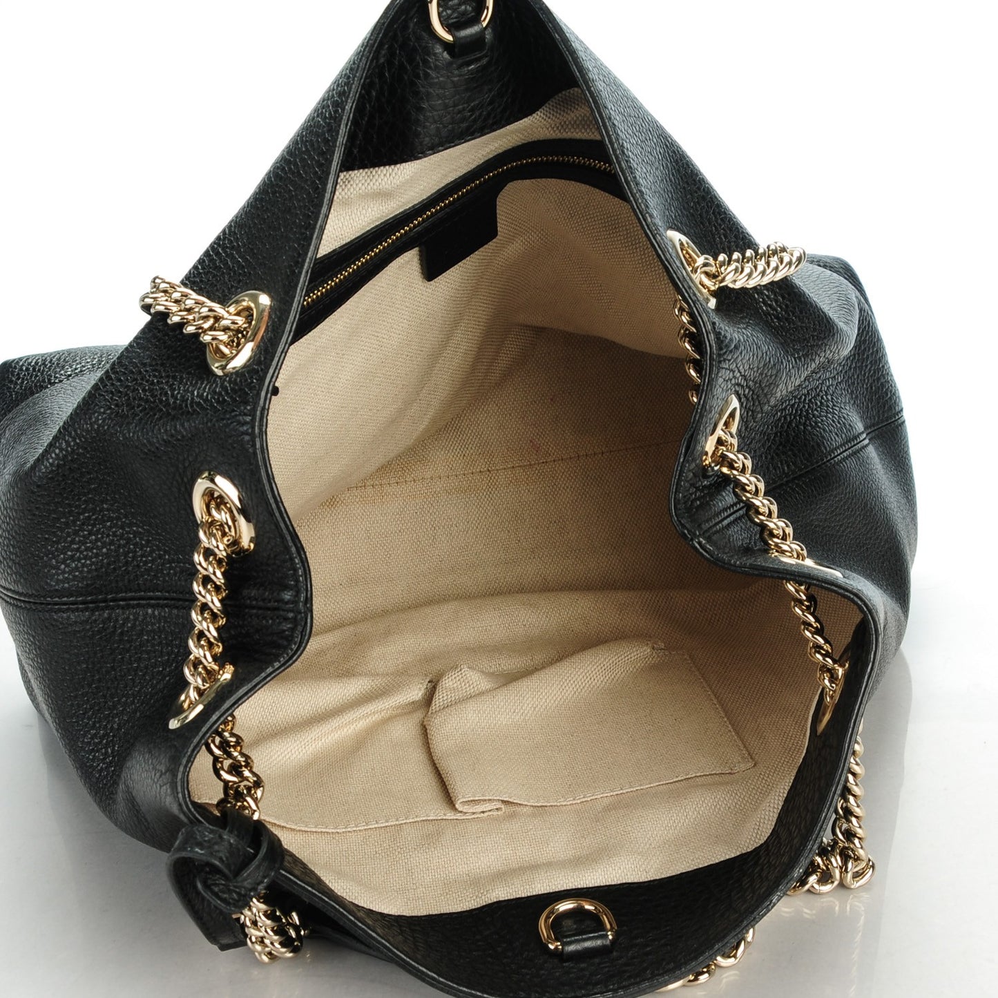 Pebbled Calfskin Medium Soho Chain Shoulder Bag Black